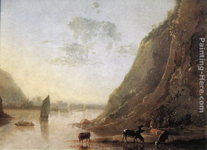 River-bank with Cows painting - Aelbert Cuyp River-bank with Cows art painting